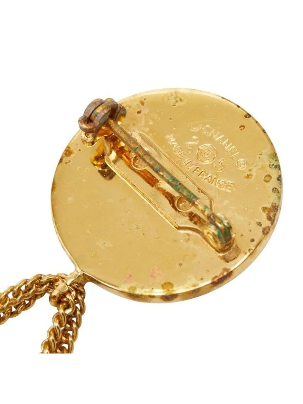 Chanel CC Logo Quilted Vintage Brooch 25 Gold Plated